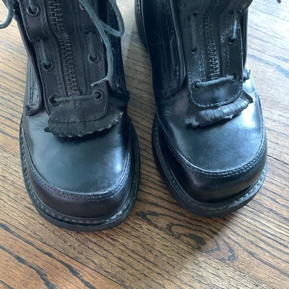 Vibram RRO black leather hard core steel toe boots Union made USA woman’s 7 - Picture 4 of 13